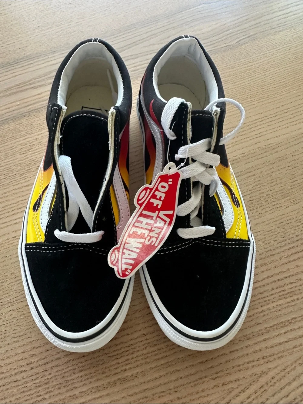 Vans Kids Old Skool Sneakers with Red and Yellow Flames BNWT